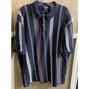 Salmon River Traders Tall Man Polo Men's Shirt‎ Navy Striped Size 2 XLT